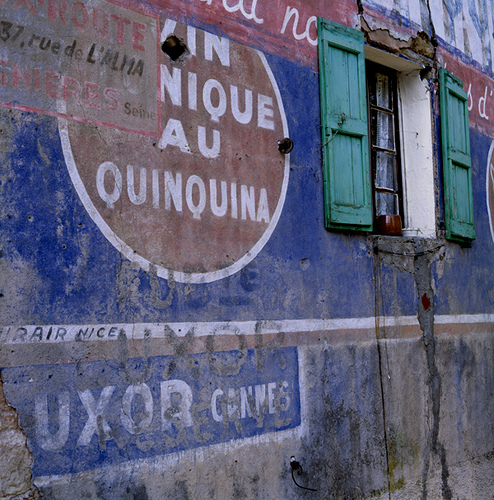 Quinquina - Painted wall, Provence, France by alex donnelly1