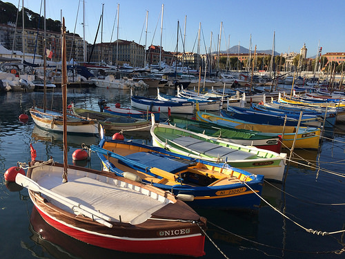 Beautiful colored French fishing boats by Sander Pot