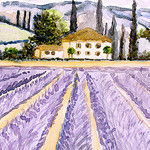 Aquarelle : paysage de Provence par Nadia Abduch -   provence Provence France