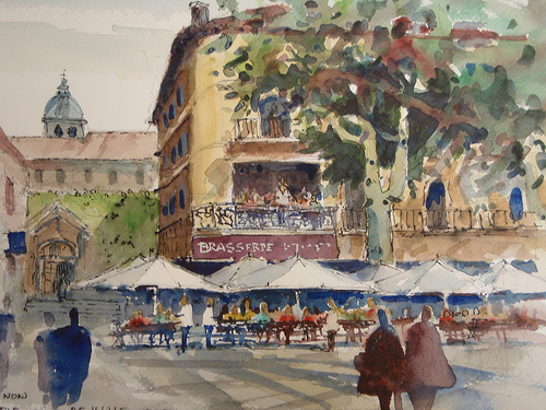 Brasserie - Aquarelle à Avignon par skschang