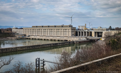 Usine hydroélectrique André-Blondel, pont et barrage par Rémi Avignon