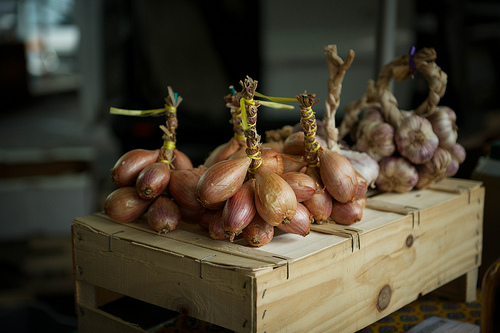 Bonnieux Market : oignon et échalotte par Ann McLeod Images