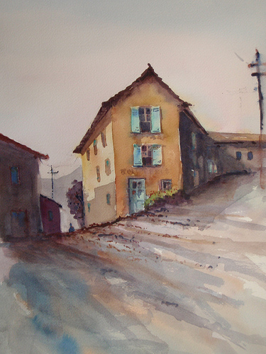 Aquarelle : Boulangerie à Lacoste by skschang