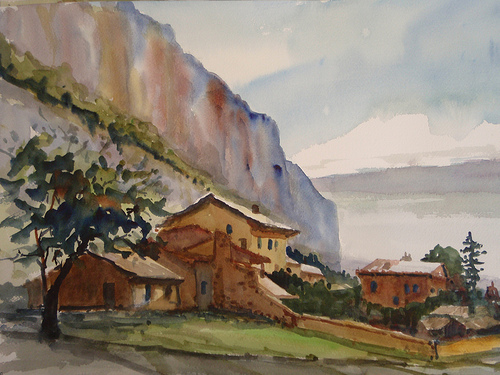 Lioux : village at the bottom of a cliff par skschang