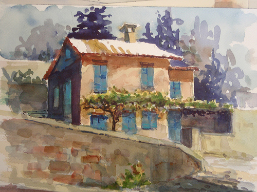 Aquarelle de Provence : Monieux par skschang