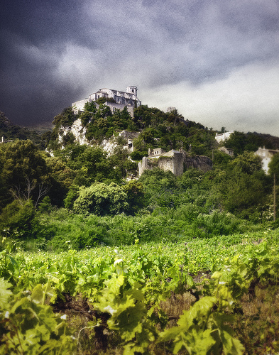 Oppède perché au milieu des vignes par Patrick Bombaert