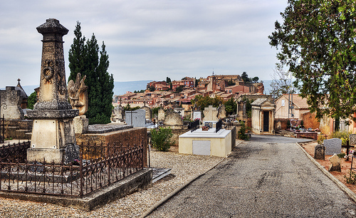 View of Roussillon from the cemetery by philhaber