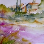 Aquarelle - Champ de lavandes / Lavender field par veroniquepiaser-moyen -   provence Provence France